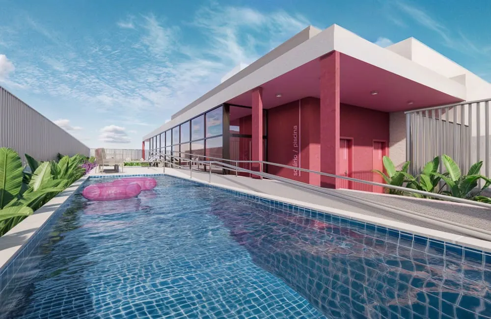 Perspectiva ilustrada da piscina no rooftop — Nurban Vila Buarque