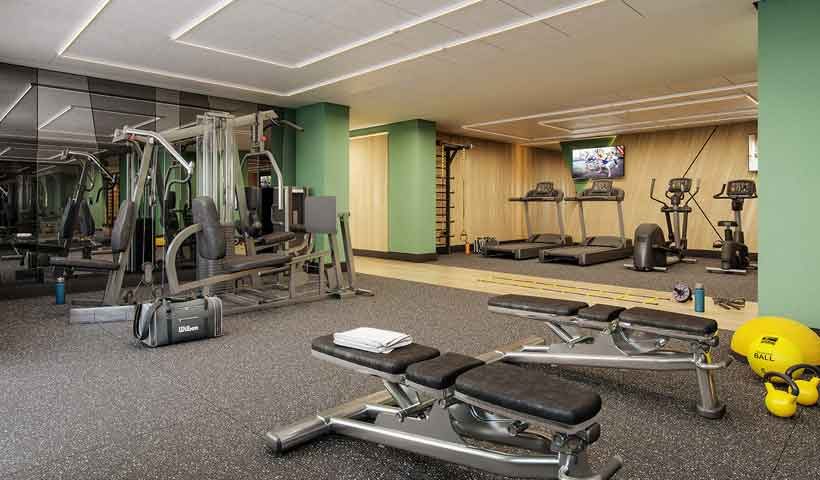 Perspectiva ilustrada do fitness (musculação) do Fit Casa Estação José Bonifácio