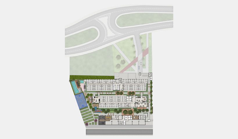 Implantação do térreo do Fit Casa Estação José Bonifácio