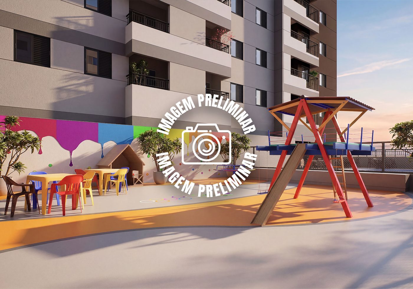 Perspectiva ilustrada do playground do Hug Serenity Dom Bosco