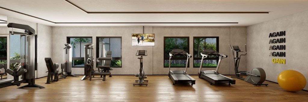 Perspectiva ilustrada do fitness do Mundo Apto Elevato Pinheiros